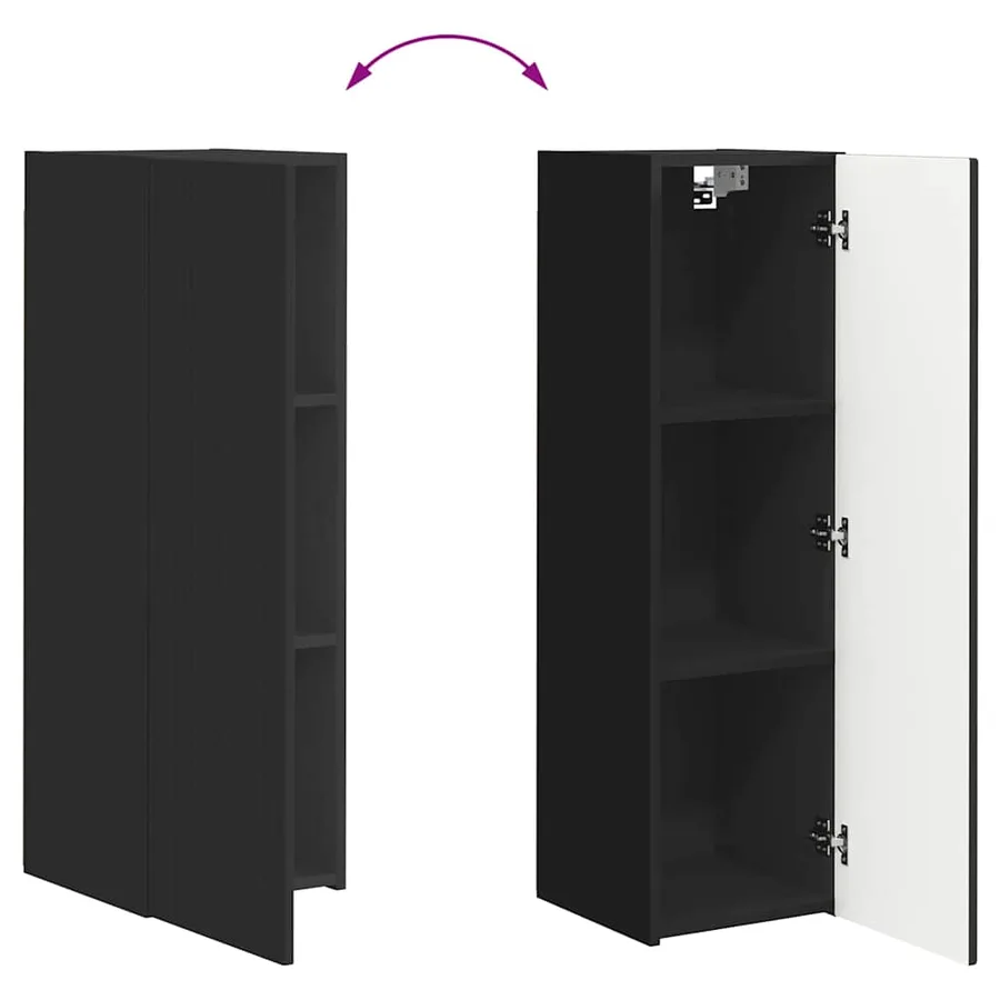 Meuble TV mural 2 pcs Noir 30 x 31 x 100 cm Bois d'ingénierie - 13
