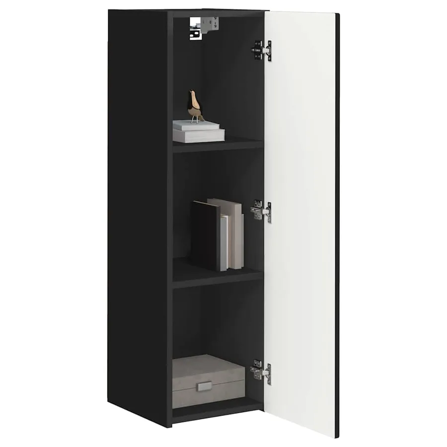 Meuble TV mural 2 pcs Noir 30 x 31 x 100 cm Bois d'ingénierie - 3