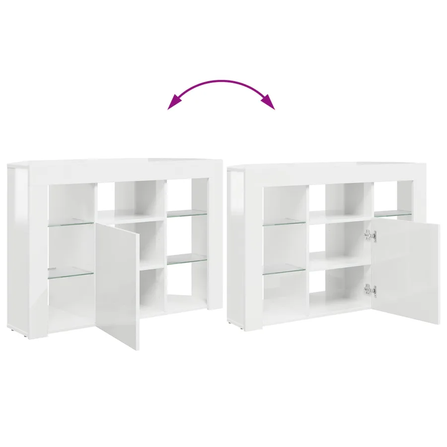 Meuble TV LED d'Angle Montage mural Blanc brillant 100x40x68cm - 14