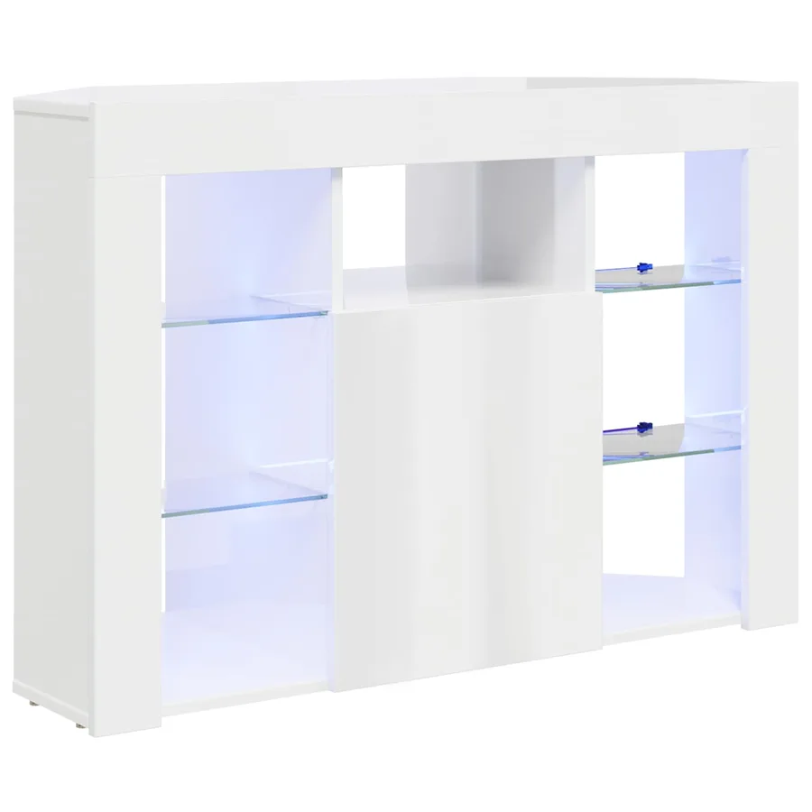 Meuble TV LED d'Angle Montage mural Blanc brillant 100x40x68cm - 2