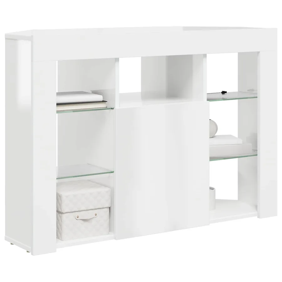 Meuble TV LED d'Angle Montage mural Blanc brillant 100x40x68cm - 3
