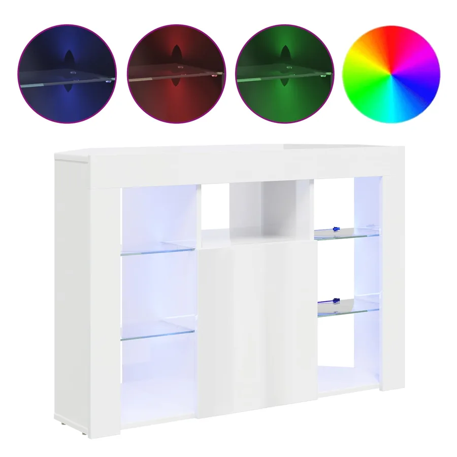 Meuble TV LED d'Angle Montage mural Blanc brillant 100x40x68cm - 4