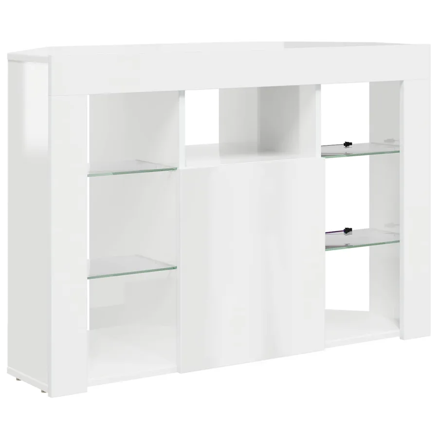 Meuble TV LED d'Angle Montage mural Blanc brillant 100x40x68cm - 6