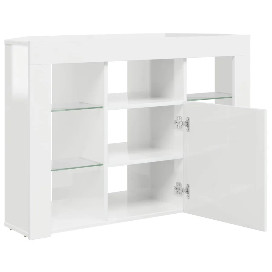 Meuble TV LED d'Angle Montage mural Blanc brillant 100x40x68cm - 7