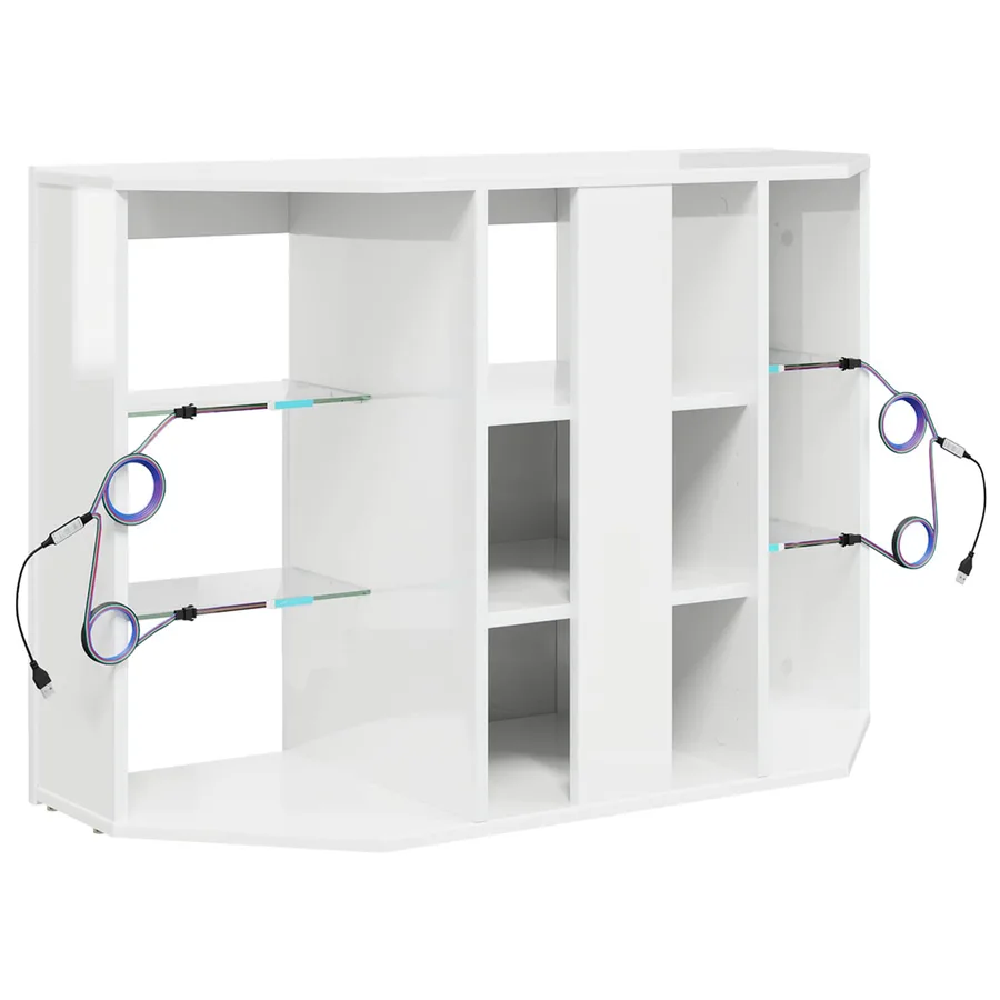 Meuble TV LED d'Angle Montage mural Blanc brillant 100x40x68cm - 8