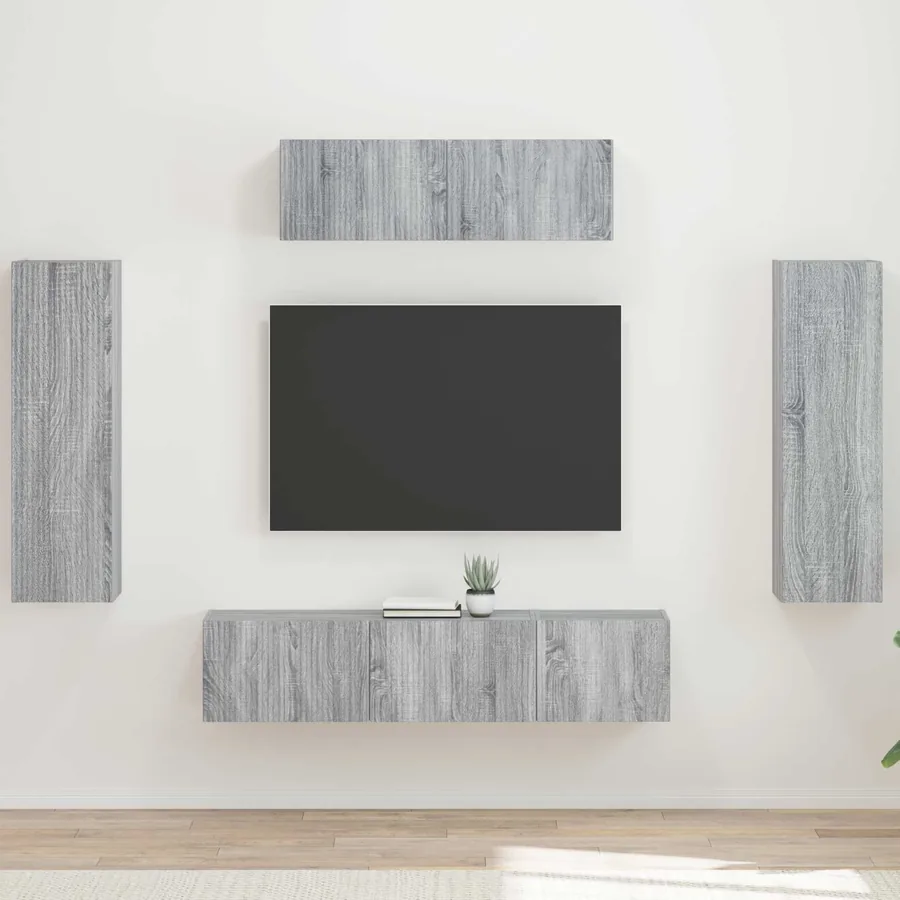 Meuble TV 5 pcs Gris Sonoma