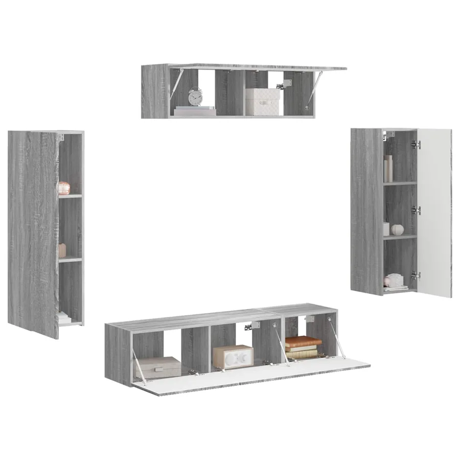 Meuble TV 5 pcs Gris Sonoma - 3