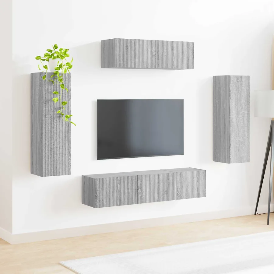 Meuble TV 5 pcs Gris Sonoma - 4