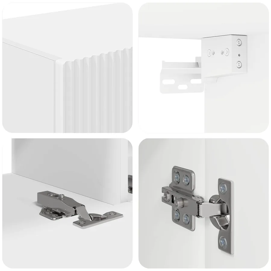 Ensemble meuble TV Montage mural 4 pcs Blanc Bois d'ingénierie - 10