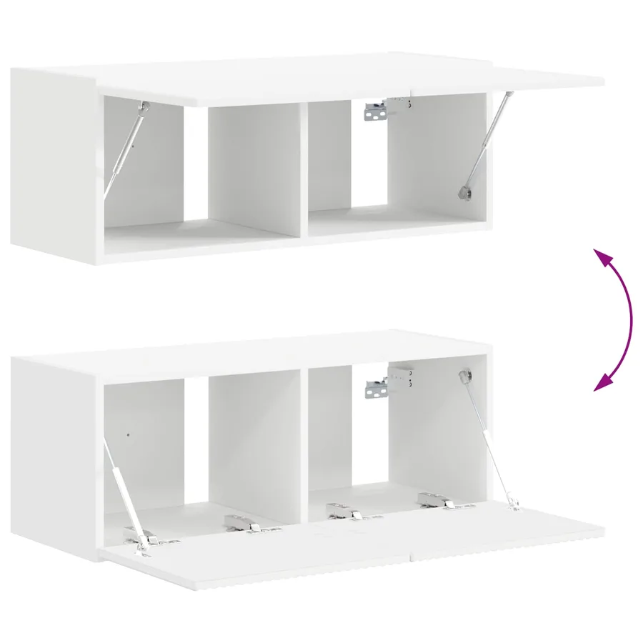 Ensemble meuble TV Montage mural 4 pcs Blanc Bois d'ingénierie - 11