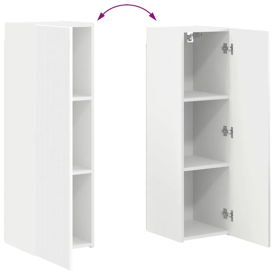 Ensemble meuble TV Montage mural 4 pcs Blanc Bois d'ingénierie - 12