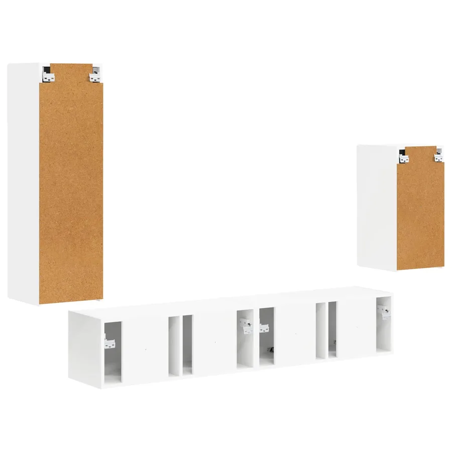 Ensemble meuble TV Montage mural 4 pcs Blanc Bois d'ingénierie - 9