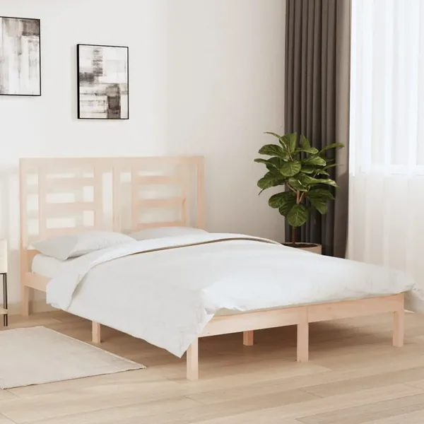 Bed frame without mattress 140x200 cm solid pinewood