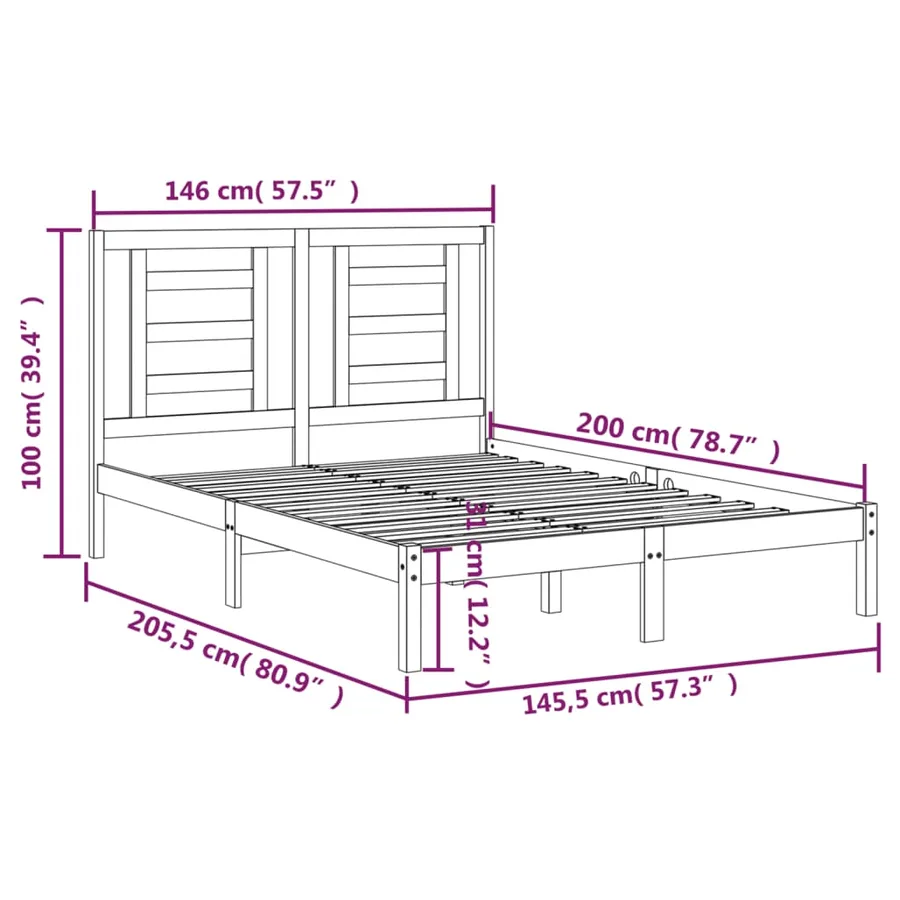 Bed frame without mattress 140x200 cm solid pinewood - 6