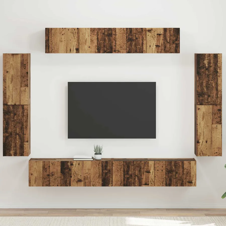 Meuble TV 8 pcs Bois ancien
