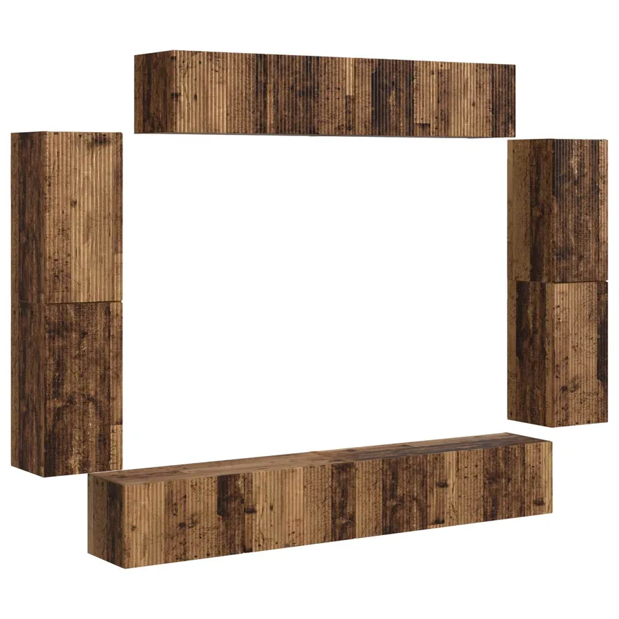 Meuble TV 8 pcs Bois ancien - 2