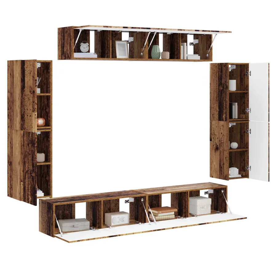 Meuble TV 8 pcs Bois ancien - 3
