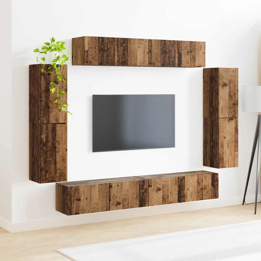 Meuble TV 8 pcs Bois ancien - 4