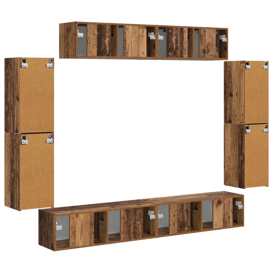 Meuble TV 8 pcs Bois ancien - 9
