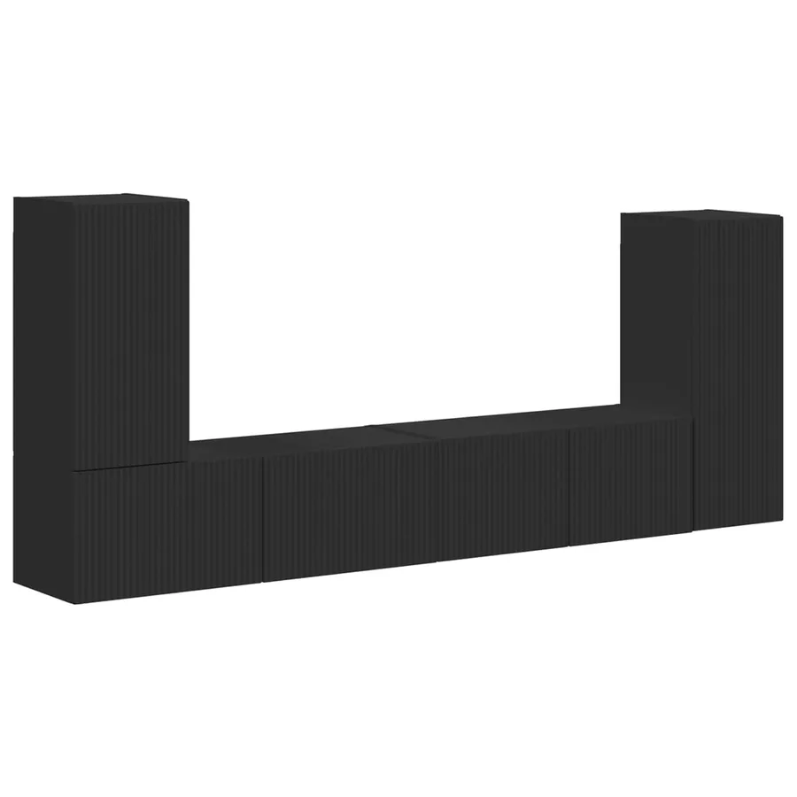Ensemble meuble TV 4 pcs Noir Bois d'ingénierie - 2