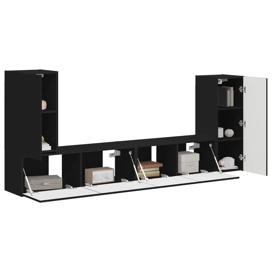 Ensemble meuble TV 4 pcs Noir Bois d'ingénierie - 3
