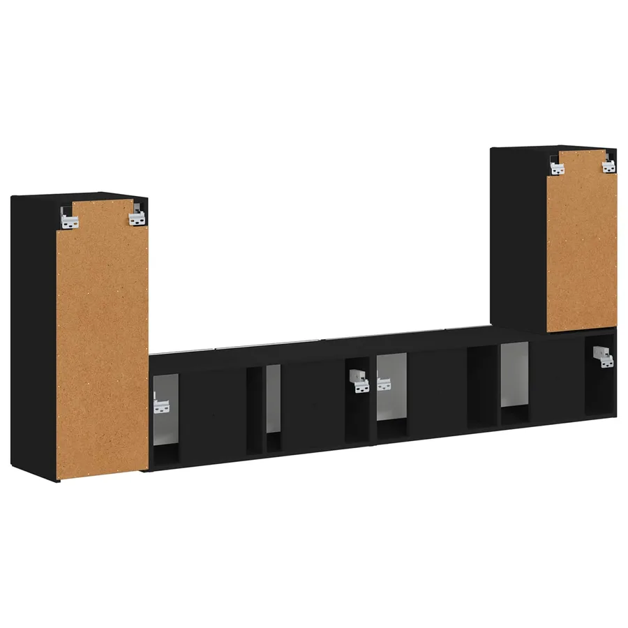 Ensemble meuble TV 4 pcs Noir Bois d'ingénierie - 8