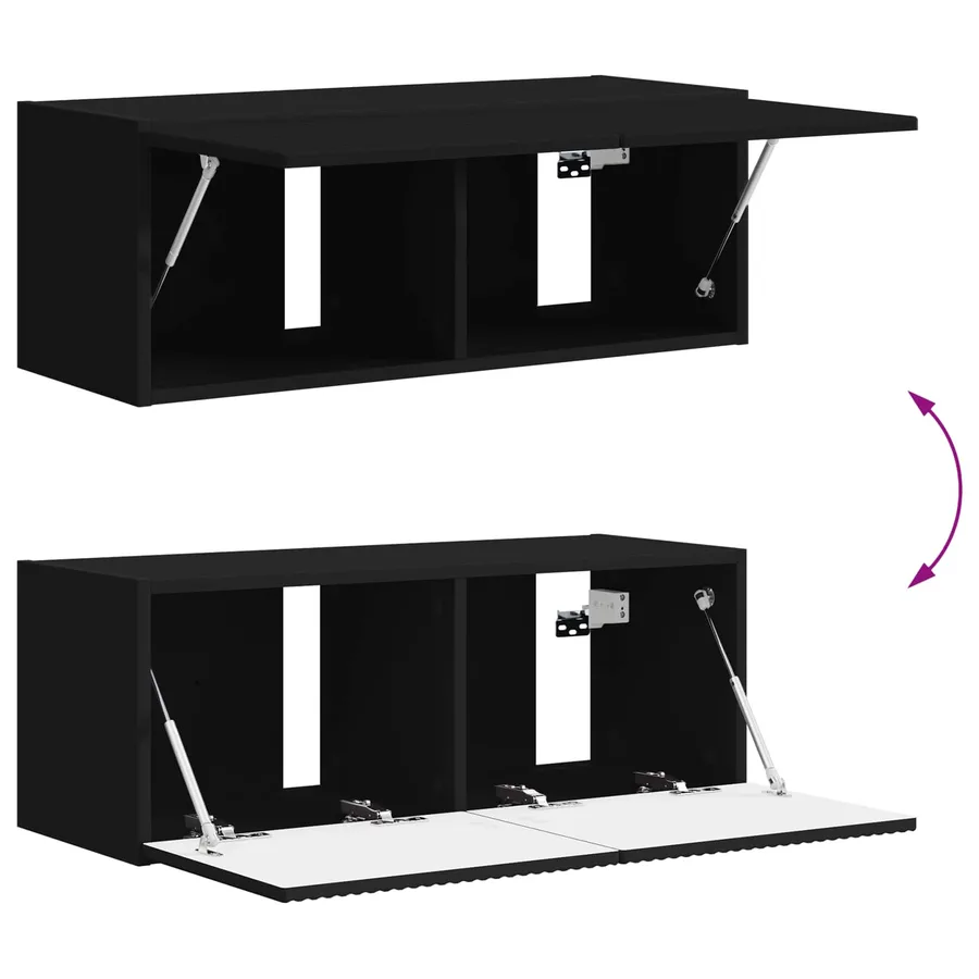 Ensemble meuble TV 4 pcs Noir Bois d'ingénierie - 11