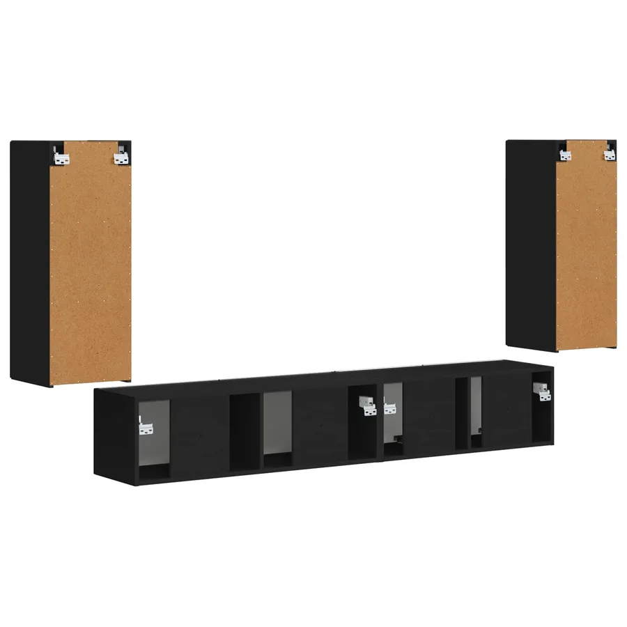 Ensemble meuble TV 4 pcs Noir Bois d'ingénierie - 9