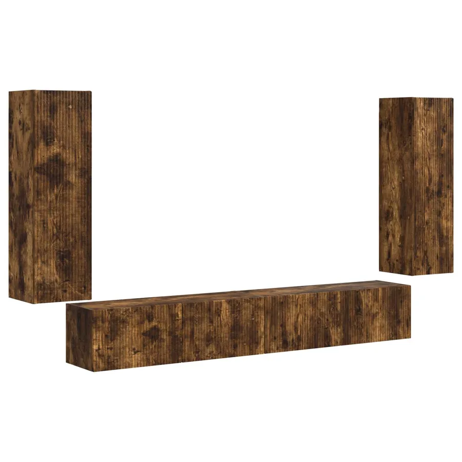 Ensemble de meuble TV mural 4 pcs Chêne fumé Bois d'ingénierie - 2