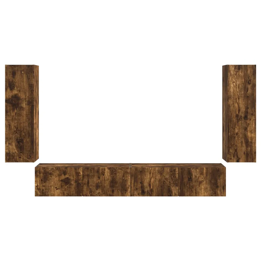 Ensemble de meuble TV mural 4 pcs Chêne fumé Bois d'ingénierie - 7