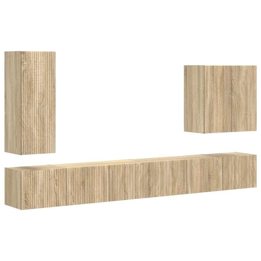 Ensemble de meuble TV mural Montage mural 6 pcs Chêne Sonoma - 2