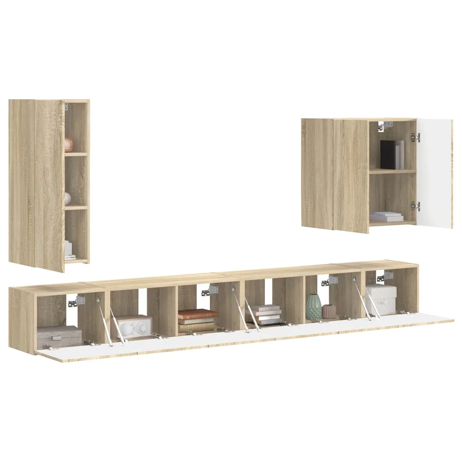 Ensemble de meuble TV mural Montage mural 6 pcs Chêne Sonoma - 3