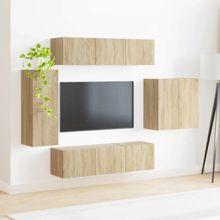 Ensemble de meuble TV mural Montage mural 6 pcs Chêne Sonoma - 4