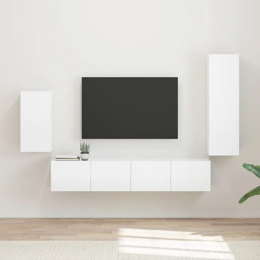 Ensemble meuble TV 4 pcs Blanc brillant Bois d'ingénierie