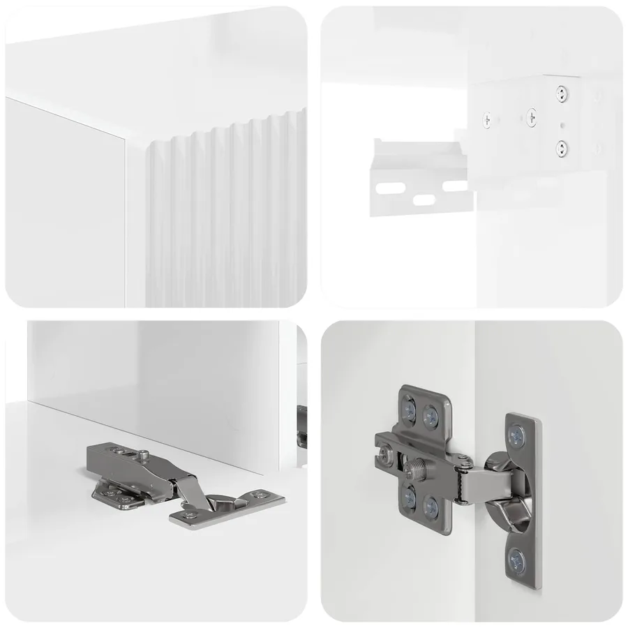 Ensemble meuble TV 4 pcs Blanc brillant Bois d'ingénierie - 10