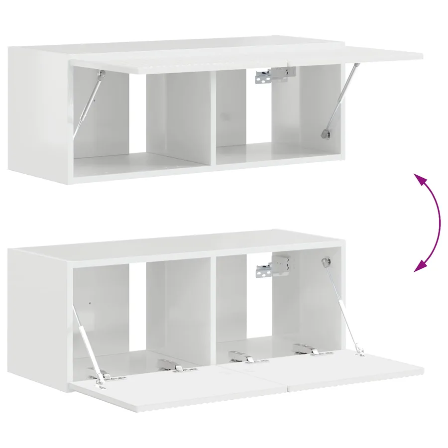 Ensemble meuble TV 4 pcs Blanc brillant Bois d'ingénierie - 11