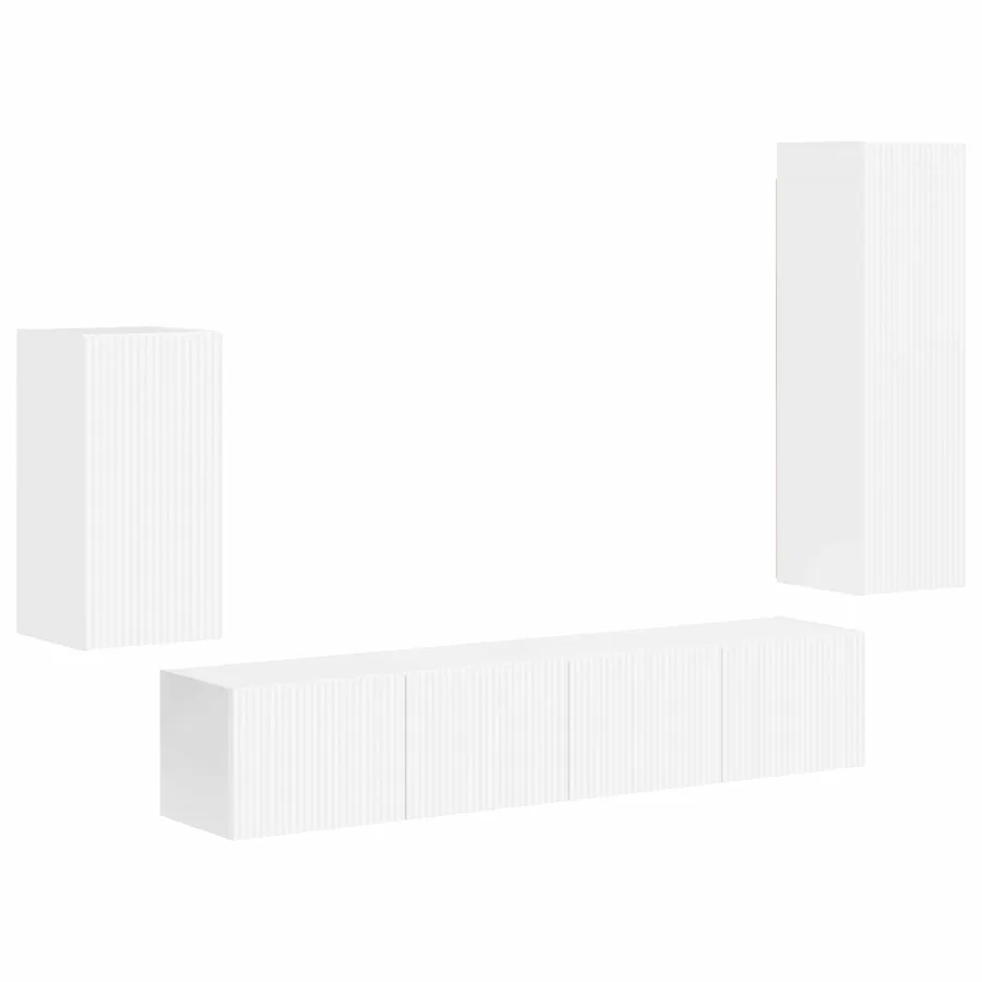 Ensemble meuble TV 4 pcs Blanc brillant Bois d'ingénierie - 2