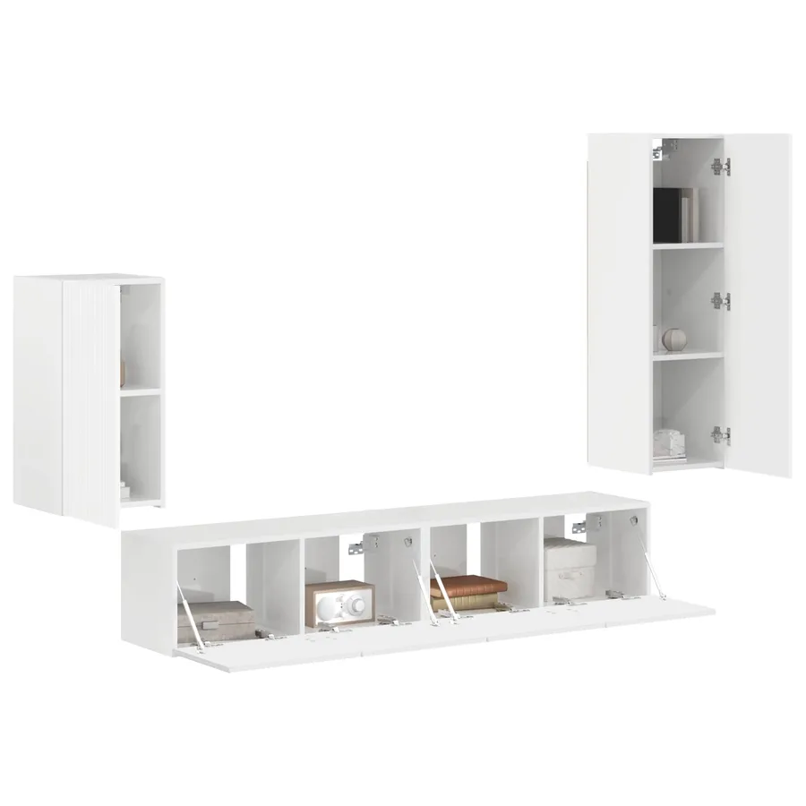 Ensemble meuble TV 4 pcs Blanc brillant Bois d'ingénierie - 3