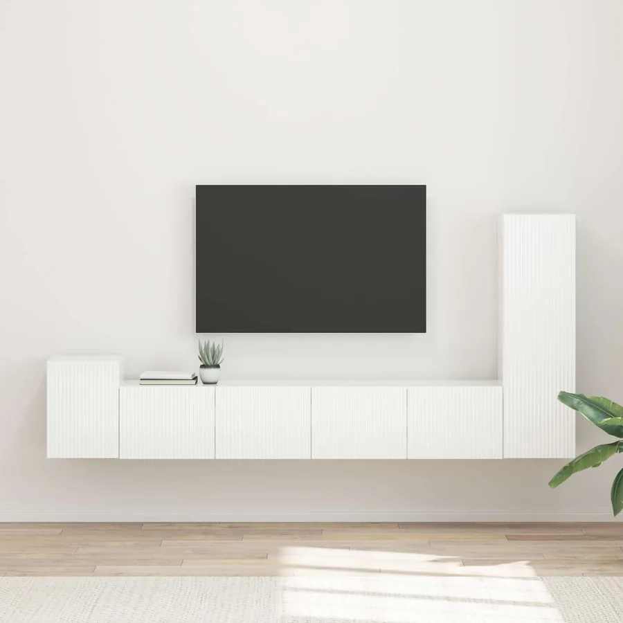 Ensemble meuble TV 3 pcs Blanc brillant Bois d'ingénierie
