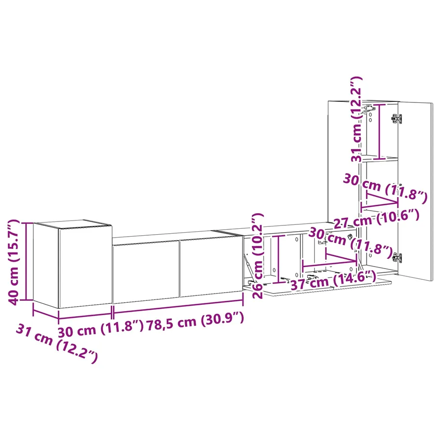 Ensemble meuble TV 3 pcs Blanc brillant Bois d'ingénierie - 16