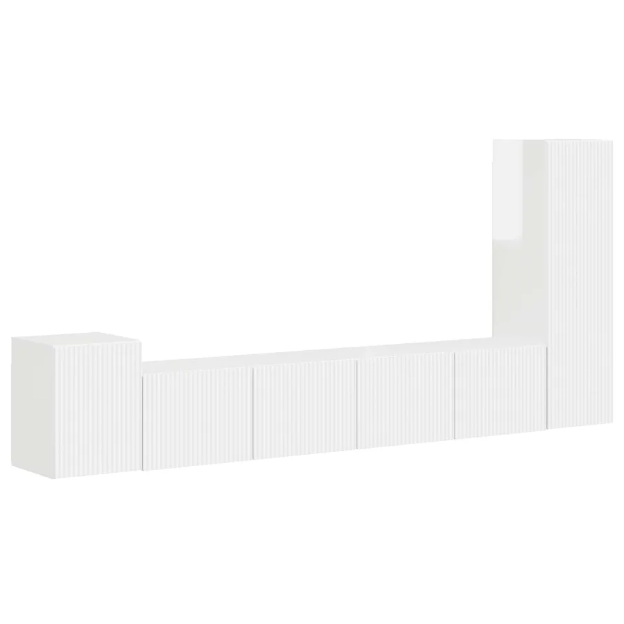 Ensemble meuble TV 3 pcs Blanc brillant Bois d'ingénierie - 2