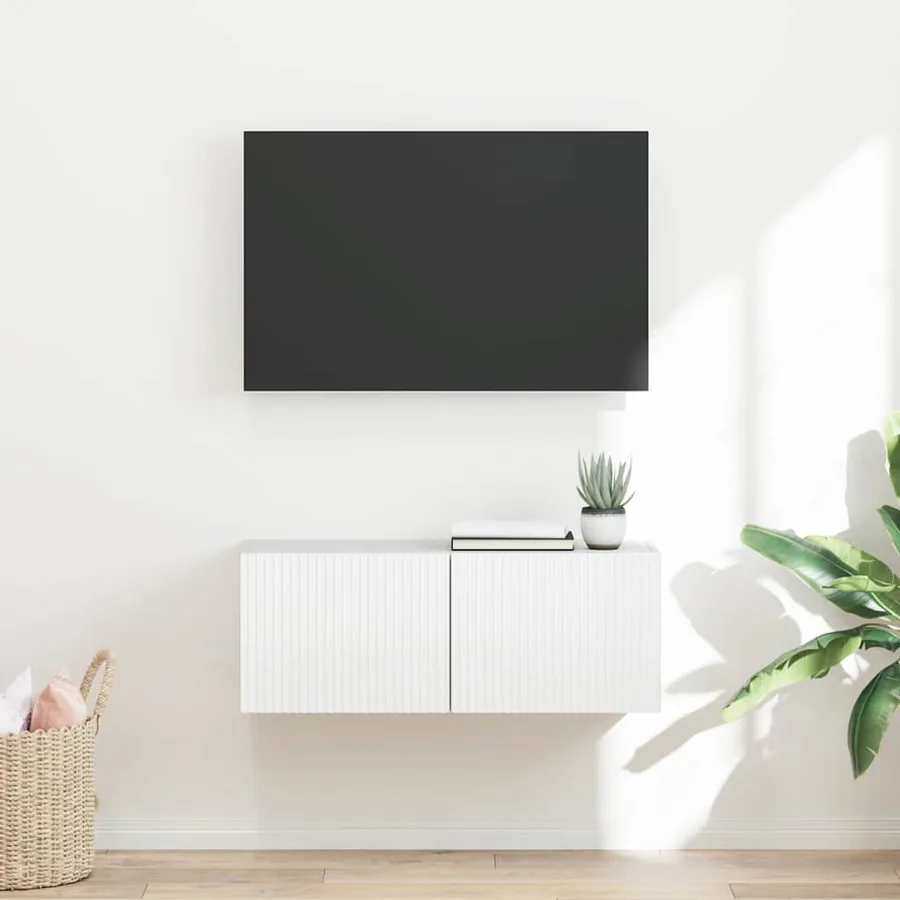 Meuble TV mural Blanc Brillant 78,5 x 31 x 29,5 cm