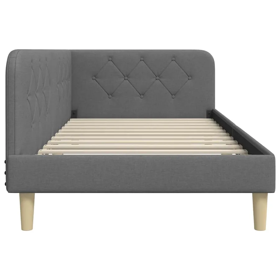 Cadre de lit d'angle Gris foncé 90 x 190 cm tissu - 6