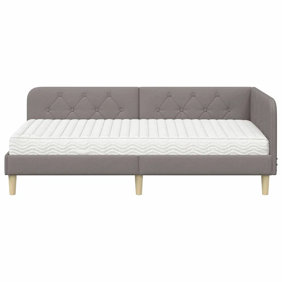 Cadre de lit d'angle Taupe 90 x 200 cm tissu - 5