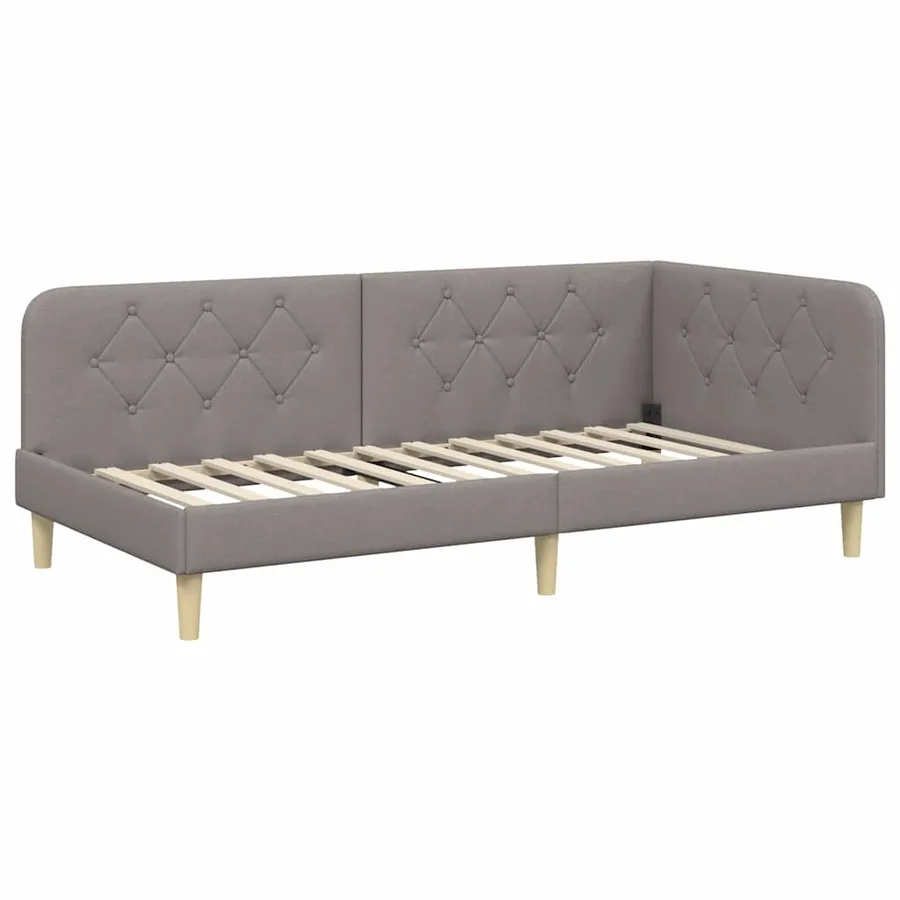 Cadre de lit d'angle Taupe 90 x 200 cm tissu - 6