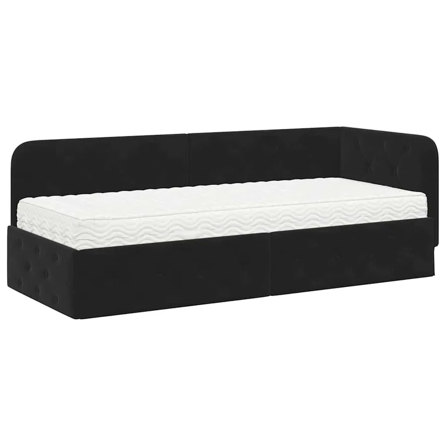 Cadre de lit d'angle Noir 80 x 200 cm Velours - 2