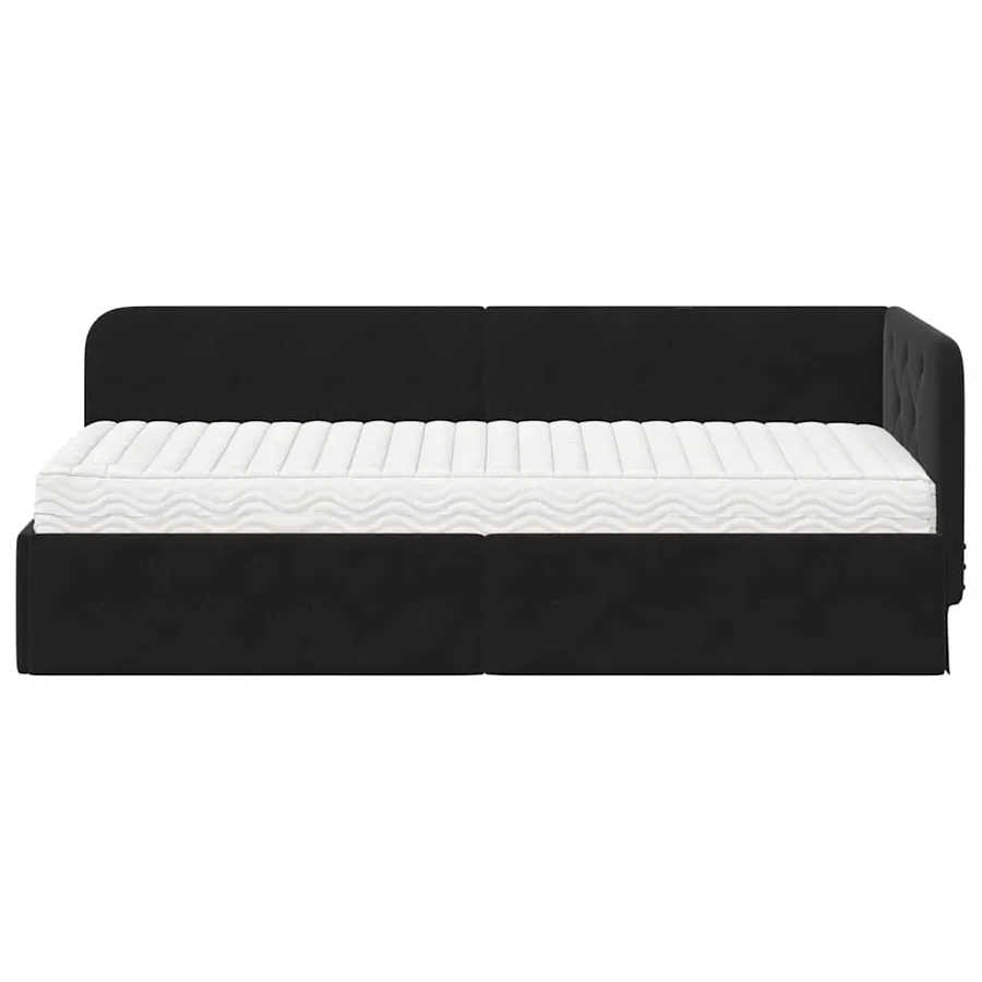 Cadre de lit d'angle Noir 80 x 200 cm Velours - 5