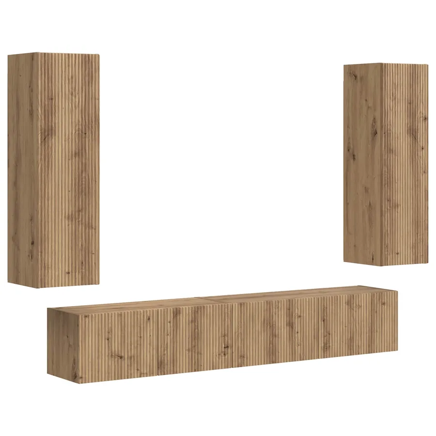 Ensemble meuble TV 3 pcs Chêne artisanal Bois d'ingénierie - 2
