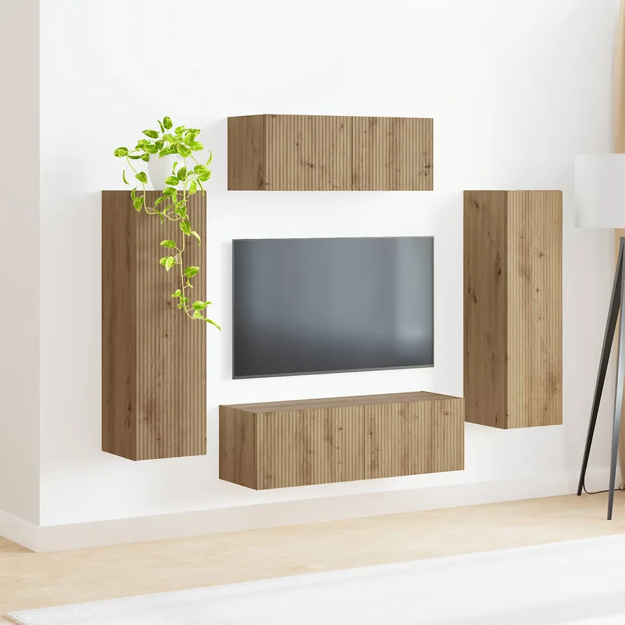 Ensemble meuble TV 3 pcs Chêne artisanal Bois d'ingénierie - 4