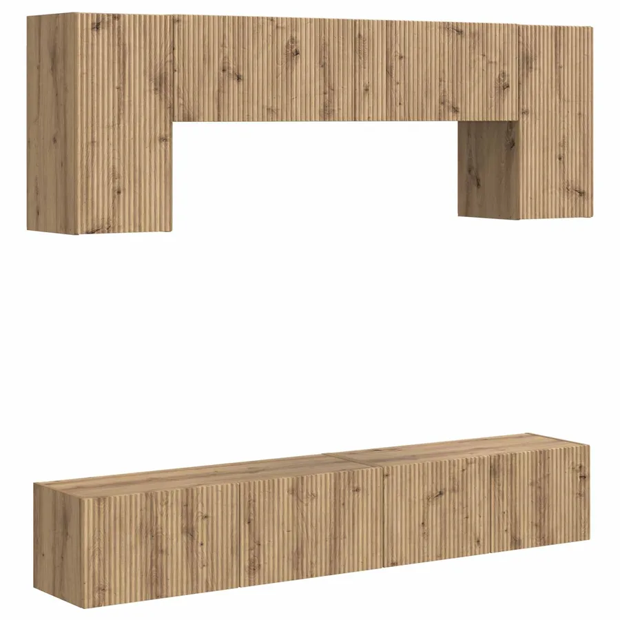 Ensemble meuble TV 4 pcs Chêne artisanal Bois d'ingénierie - 2